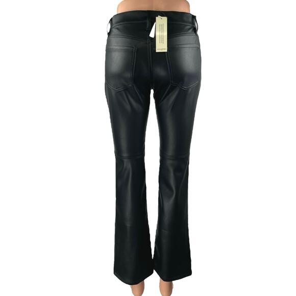 NEW Banana Republic Black Faux Vegan Leather Mid Rise Flared Bootcut Pants Sz 24 - Picture 7 of 10
